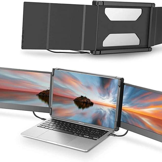 Portable Monitor for Laptop, TeamGee 12” Full HD IPS Display, Dual Triple Monitor Screen Extender, HDMI/USB-A/Type-C Plug and Play for Windows, Chrome & Mac, Work with 13”-16” Laptops