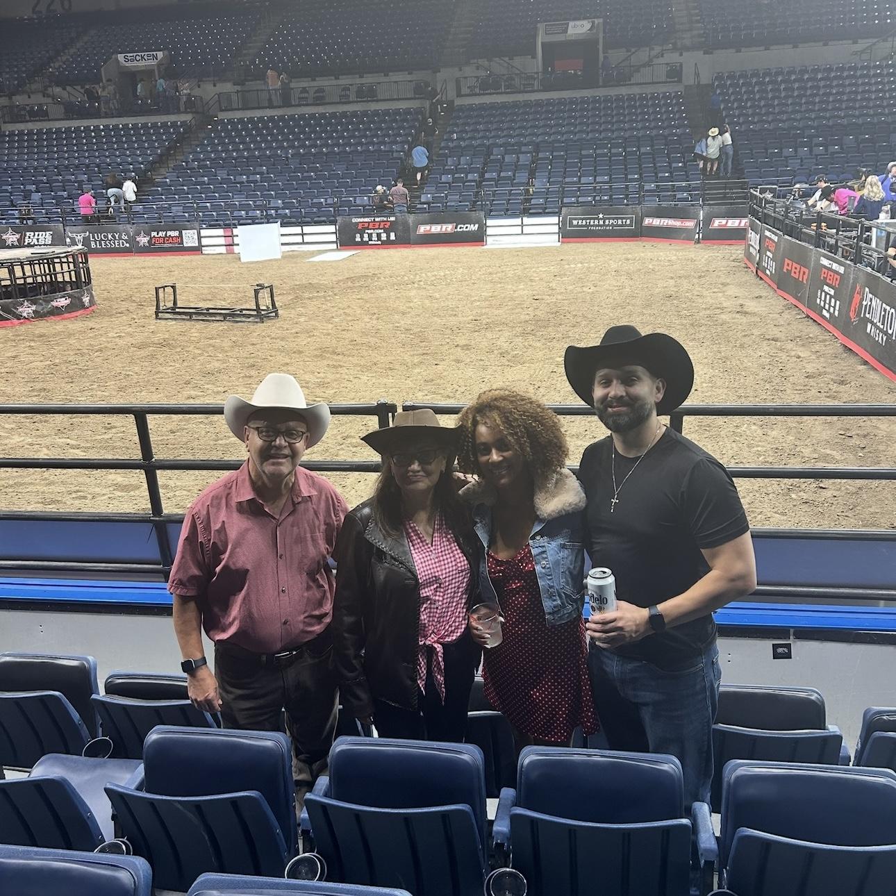 Abe’s parents and Aliyah and Abe at the Stockton rodeo.
