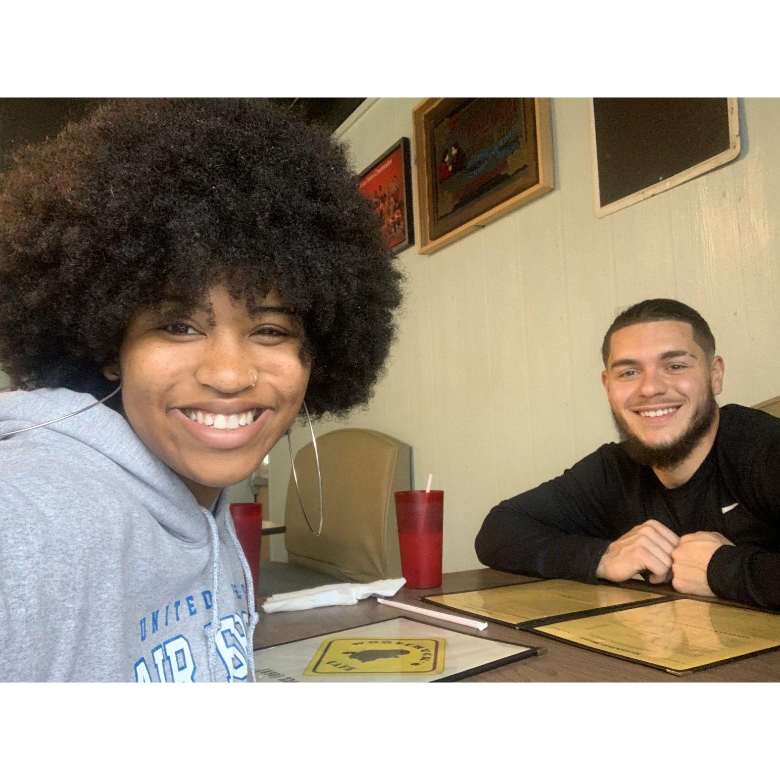 Eating breakfast at a hole in the wall before we hit the road to Louisiana from my hometown, Tallahassee, FL!