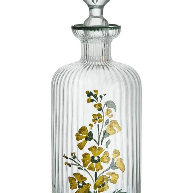 Hand-Painted Floral Murano Glass Oil Bottle