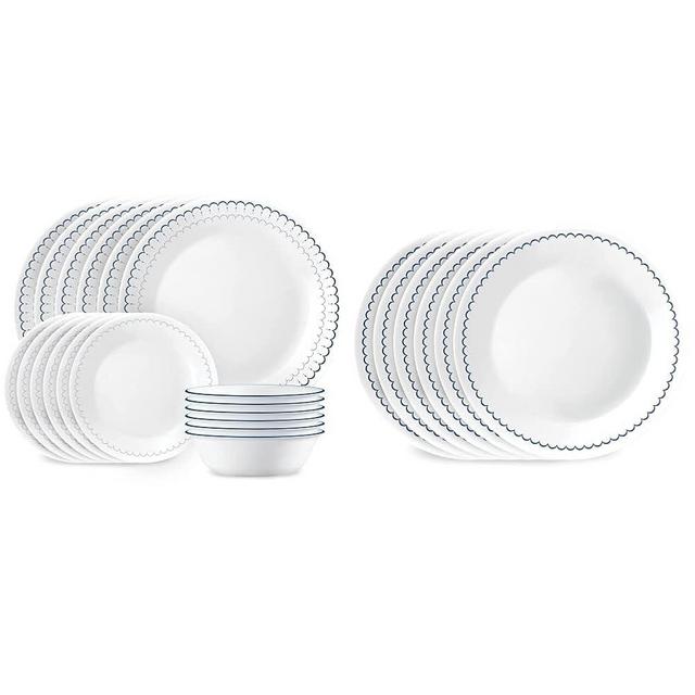 Corelle Caspian Vitrelle Triple Layer Glass 18-Piece Dinnerware Set - Service for 6 with Lightweight Plates & Bowls, includes 6-Piece 8.5" Lunch Plates