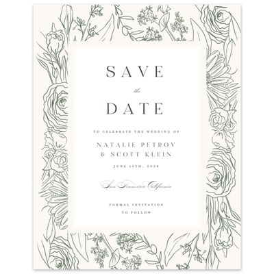 Grayed Hunter, Green Wedding Digital Save the Date - Corentine Portrait