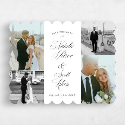 White Scalloped Wedding Save the Date - Marvis Classic
