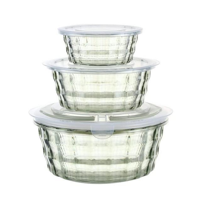 Taiuloo Set of 3 Salad Bowls with Lids, Salad Lunch Container To Go with Handle, Space Saving Nesting Bowls for Meal Prep, BPA Free Salad Serving Bowls, Plastic Bowl Set with Lid