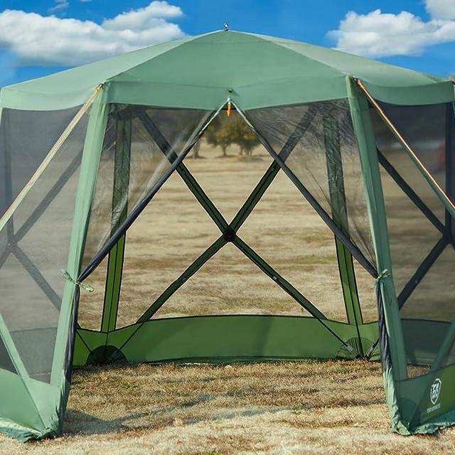 EVER ADVANCED Pop up Screen House Tent for Camping 11.5 x 9.8 ft, Instant Screened Gazebo Canopy with Netting, Portable Shelter Enclosure for Outdoor, Backyard