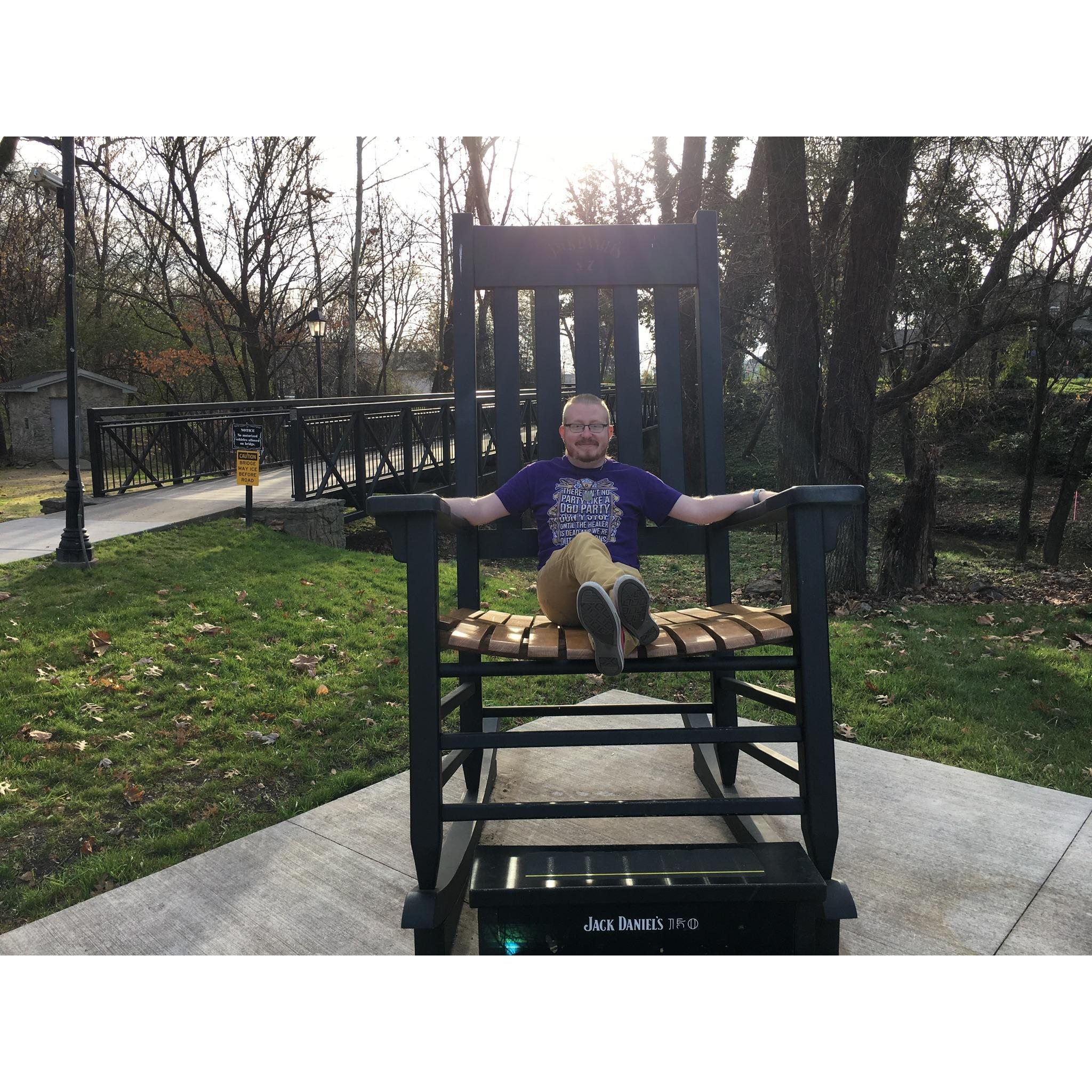 Trent finds his seat.