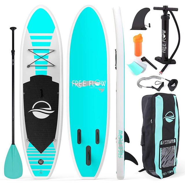 SereneLife Inflatable Stand Up Paddle Board (6 Inches Thick) with Premium SUP Accessories & Carry Bag | Wide Stance, Bottom Fin for Paddling, Surf Control, Non-Slip Deck | Youth & Adult Standing Boat