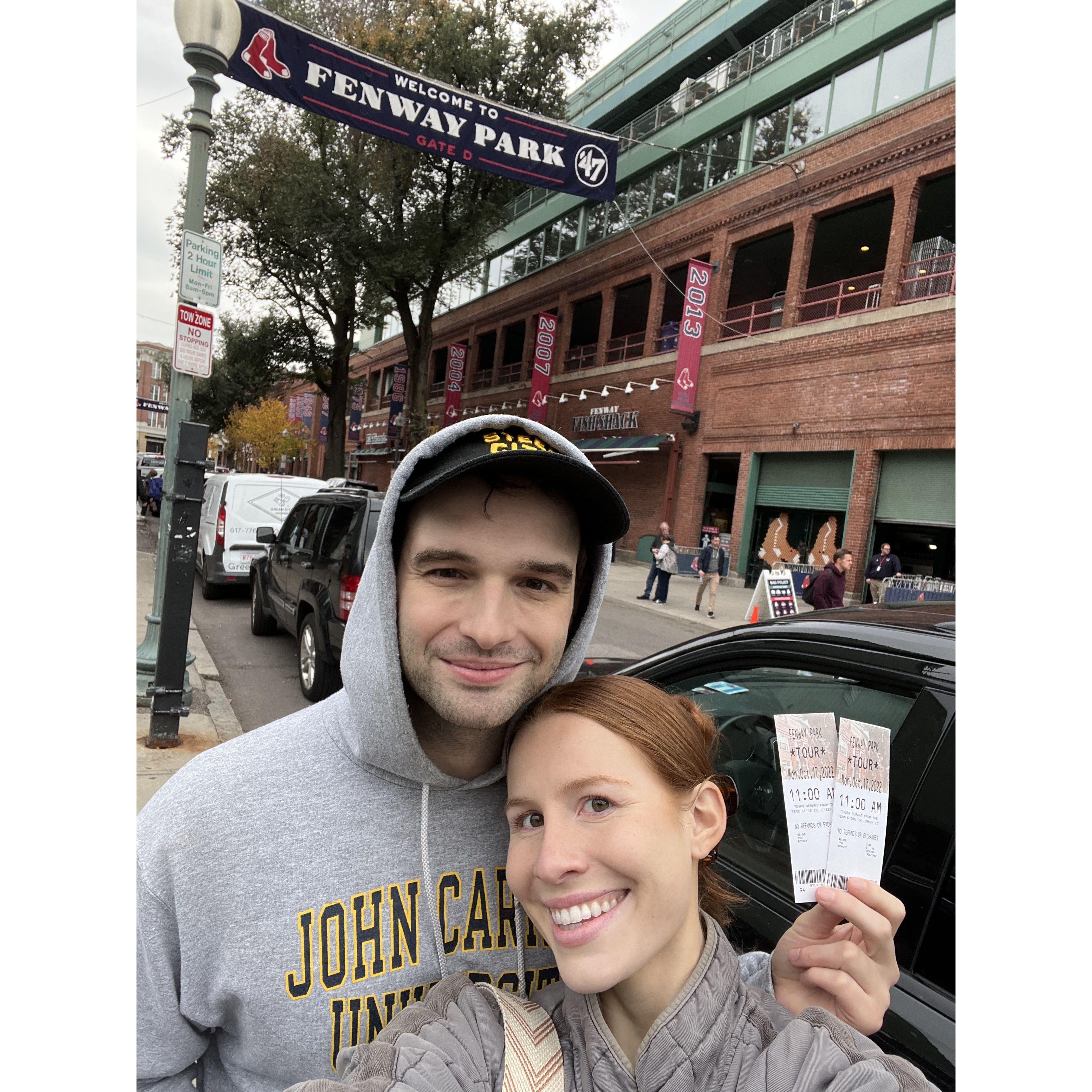 October 17th, 2022: We celebrated Chris's 29th birthday in Boston! One of our favorite parts was touring Fenway Park together.