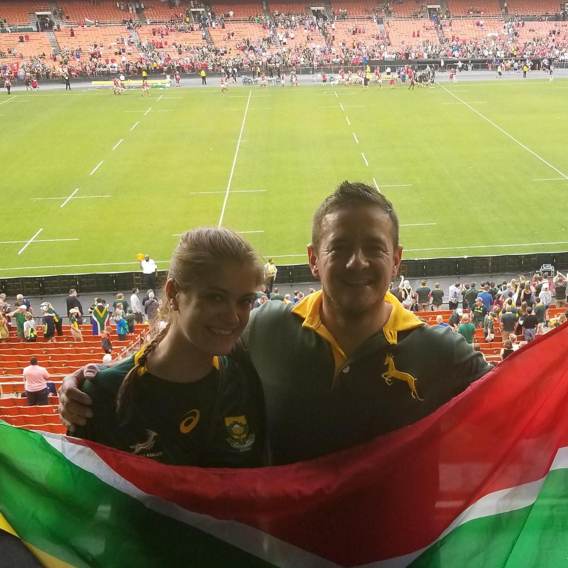 Cheering on the Springboks in June 2018