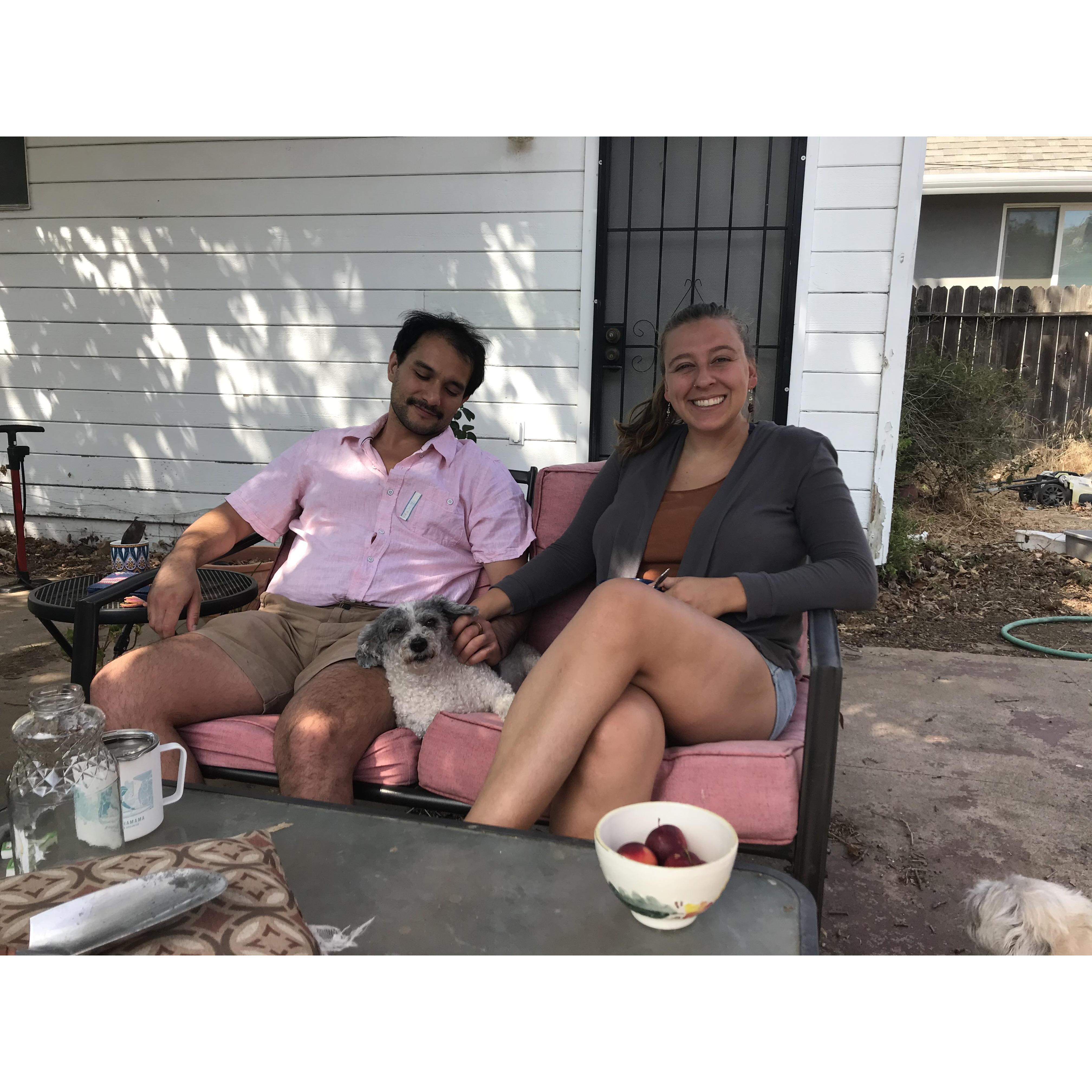 July 2021: We spent a fun day at Leonor's house eating chilaquiles, drinking mimosas, and hanging out with Charlie dog.