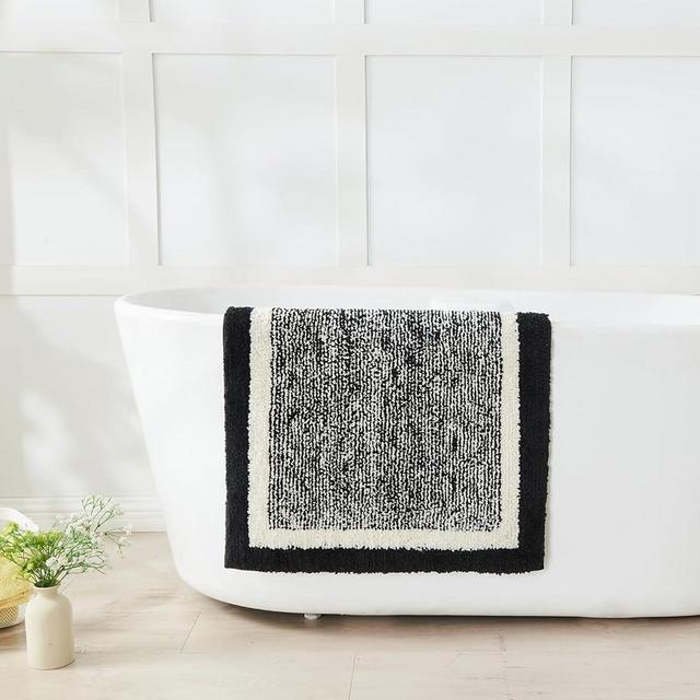 CozeCube Bath mats for Bathroom Non Slip, Fluffy Shaggy Bath Rugs for Bathroom Washable, Extra Soft and Absorbent Microfiber Bath Rugs for Shower Sink, Kitchen Sink, Jet Black, 24" x 36"
