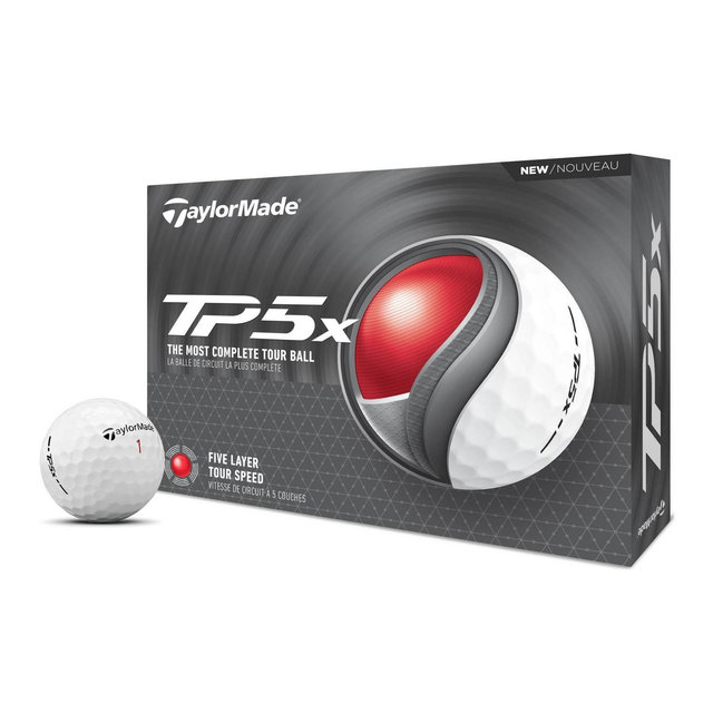 TaylorMade TP5X Golf Balls 12bp - White: Rubber Fill, Urethane Shell, All Ages