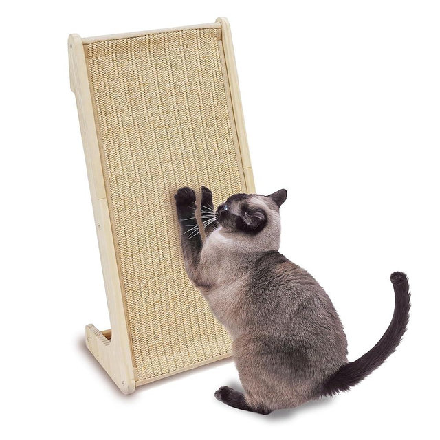 Meeyoview Cat Scratcher, L Shape Sisal Scratching Pad, Wooden Frame Scratch Board for Indoor Cats, Wall & Sofa Furniture Protector with Catnip