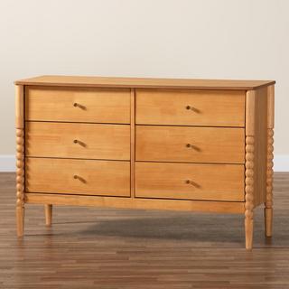 Lucera Mid-Century Bobbin Wood 6-Drawer Dresser