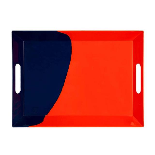 Melamine Serving Tray with Handles, Kitchen Table Food Tray, Orange/Navy – Thomas Fuchs Creative