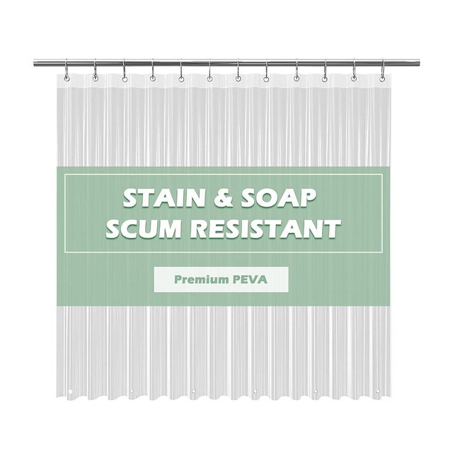 EHZNZIE Shower Curtain Liner Light Weight PEVA, Shower Liner 72x84 Inches, Waterproof, No Chemical Smell with 12 Rust Proof Metal Grommets for Bathroom Shower Curtain, Clear