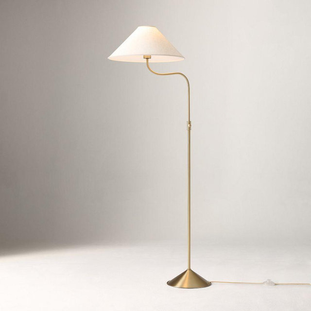 Simone Floor Lamp, 60in, Champagne/Plain Shade