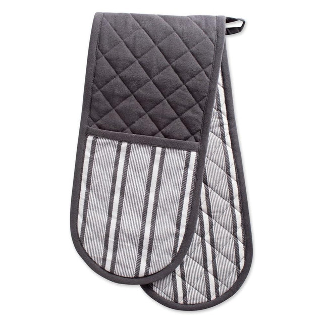 DII Double Strip Chef Kitchen Cooking & Baking Collection, Double Oven Mitt, 35x7.5, Mineral Gray
