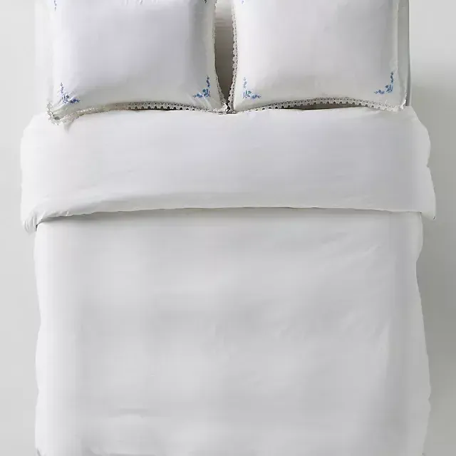 Leslie Cotton Percale Floral Embroidered Lace Duvet