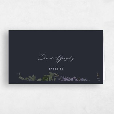 Ebony, Black Wedding Place Card - Riga