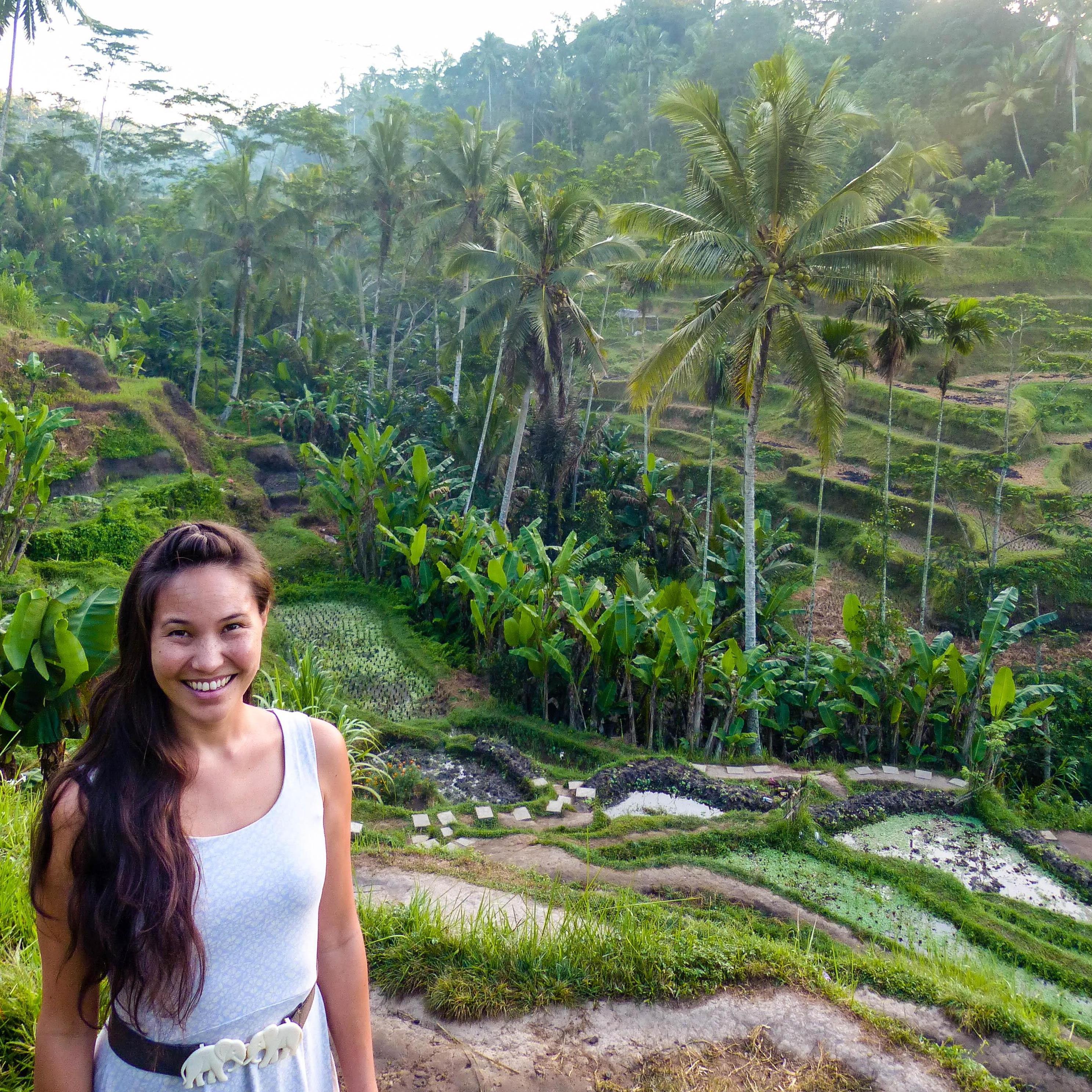 Kim in the Tegalalang Rice Terraces in Ubud, Bali.