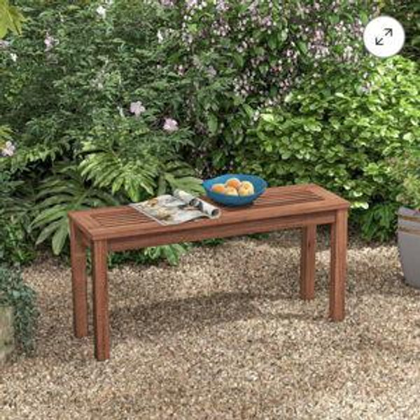 Costway Patio Backless Bench 2-Seater Outdoor Dining Bench Solid Wood Garden Backyard
