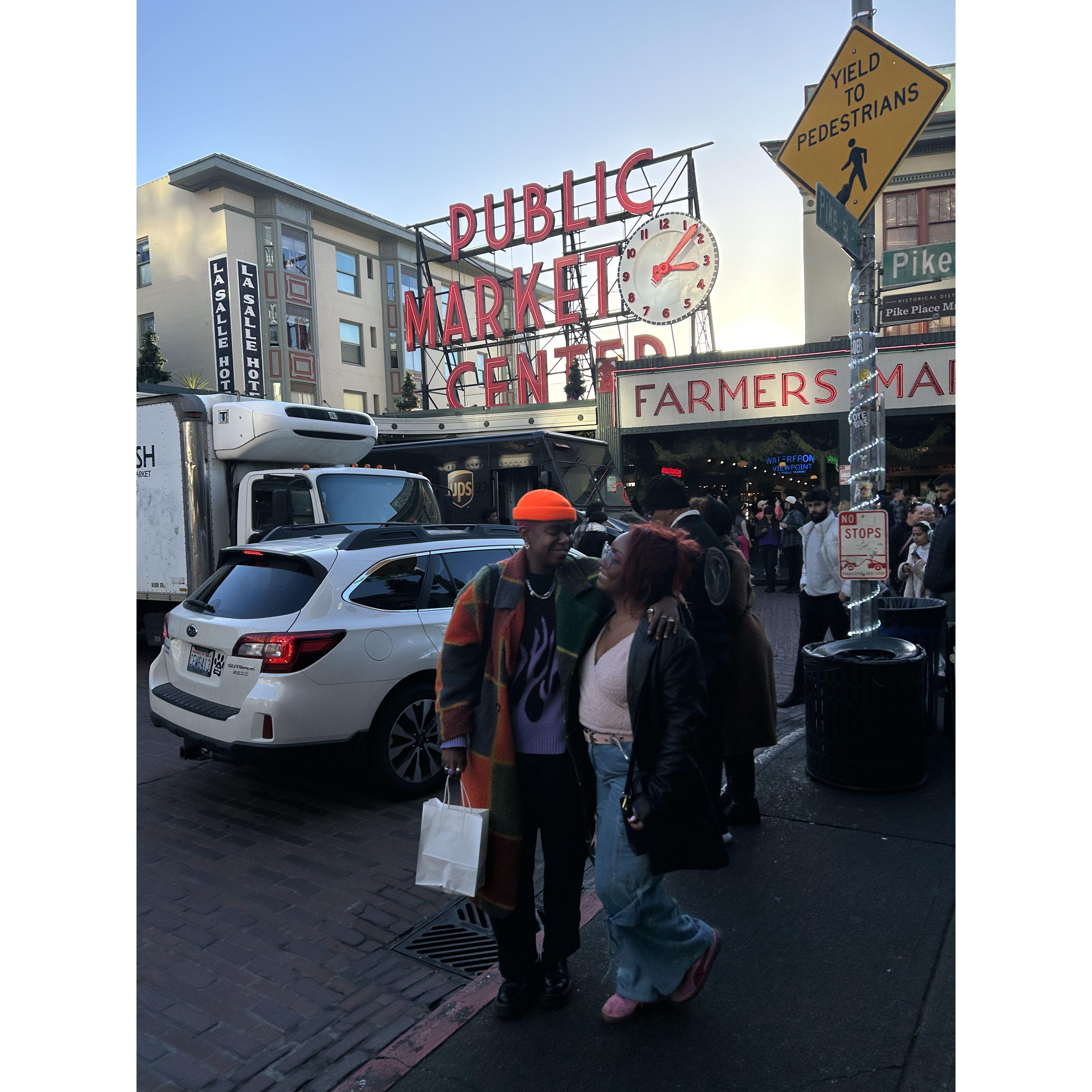 Visiting seattle and had to get this iconic picture. We fell in love with a little store that sold a myriad of truffle products.