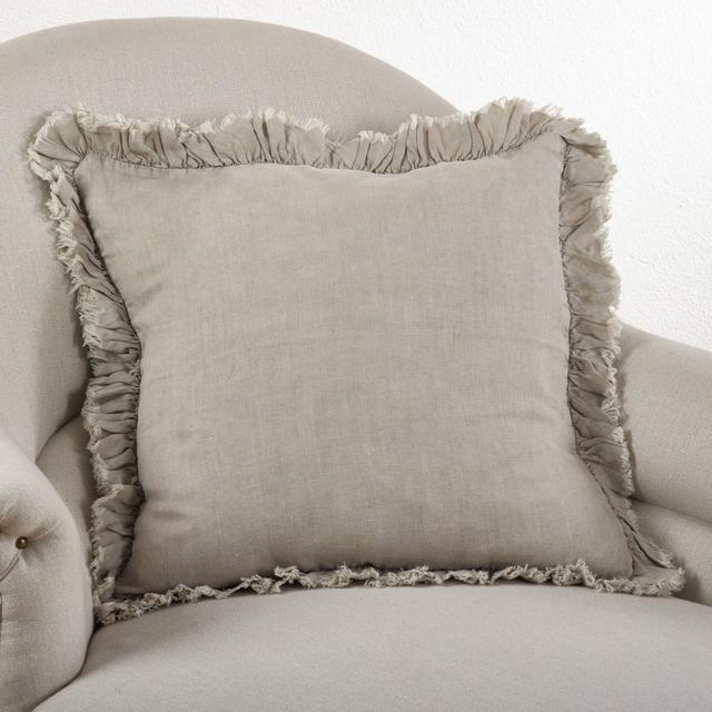 20" Down Filled Ruffled Design Pillow Natural - Saro Lifestyle