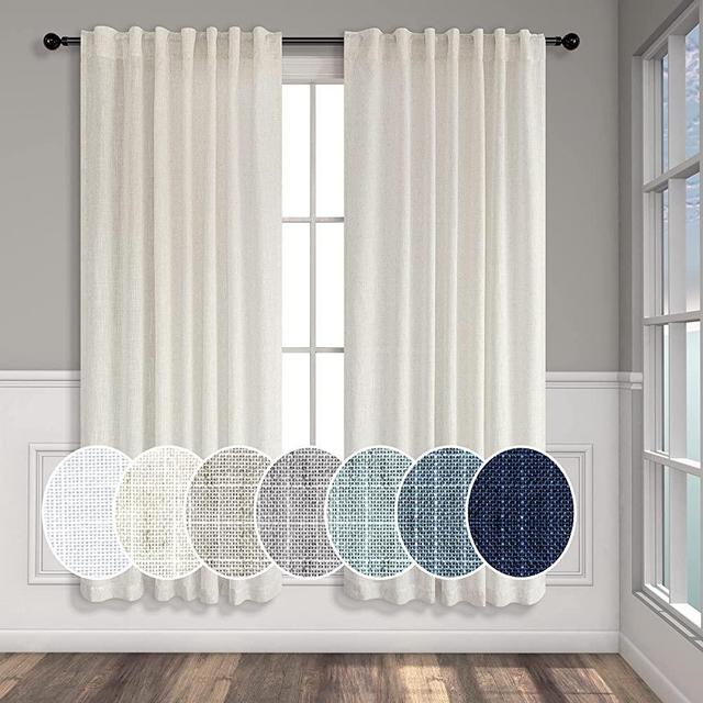 Cream Curtains 72 Inch Length for Bedroom Pair Set 2 Panels Back Tab Loop Rod Pocket Light Filtering Semi Sheer Thick Soft Woven Textured Curtains for Sitting Room Family Living Area Boho 52x72 Long