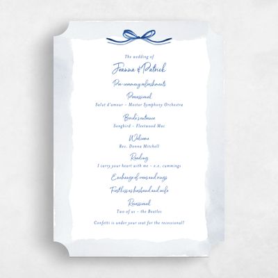 Blue Ticket Wedding Program - Darlington