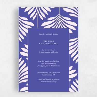 Indigo, Blue Wedding Invitation - Mantova Frame