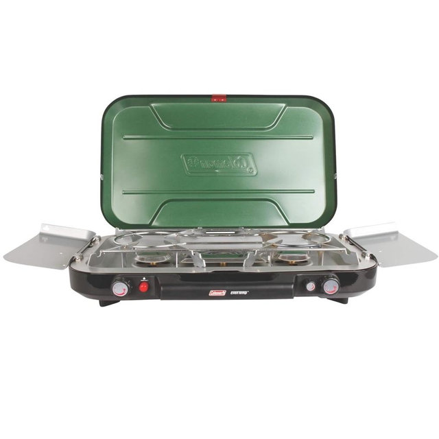 Coleman Classic 3-Burner Propane Camping Stove, Portable Camp Stove with 3 Adjustable Burners & Push-Button Instant Ignition, 28,000 BTUs for Camping, Tailgating, Grilling, BBQs, & More