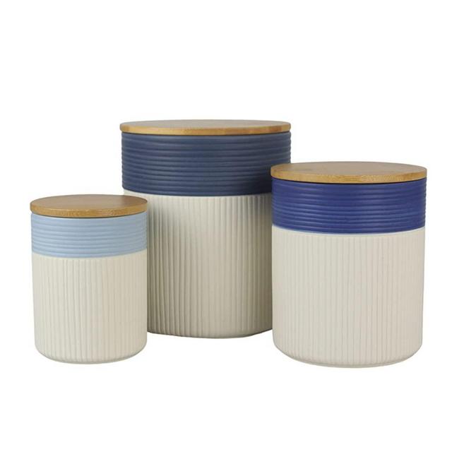 10 Strawberry Street Kitchen Canister Set, 3 Piece, Luca Blue