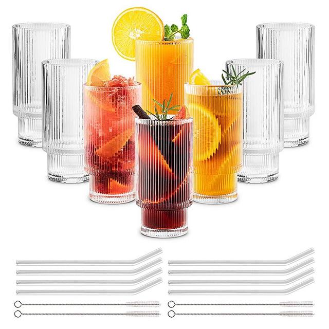 Glaver's Drinking Glasses, 12 Pc. Glass Cups, Includes 4 Highball Glasses 17 oz., 4 Rocks Glasses, 13 oz., 4 Juice Glasses, 4.5 oz., Whisky, Juice