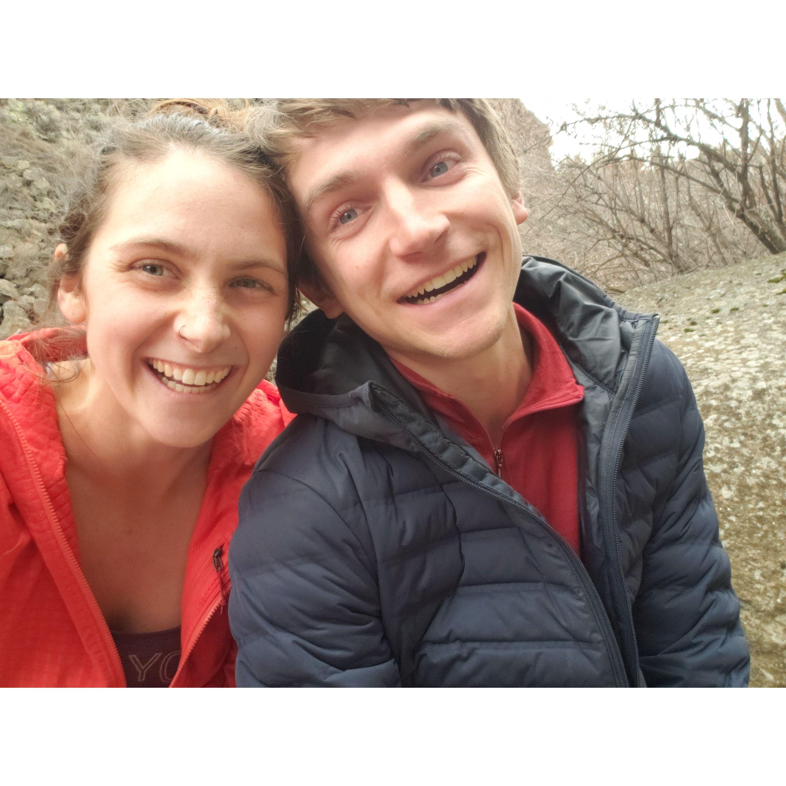 One of our first pics together climbing out at Smith Rock