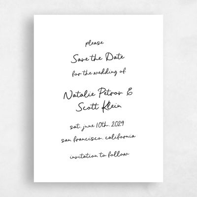 White Wedding Save the Date - Morgay Portrait