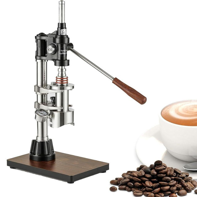 GenSDH Manual Lever Espresso Coffee Machine,Hand Pressed with Wood Grain Pressure Rod and E61 Brewing Head for Home Baristas,Detachable Design for Easy Cleaning