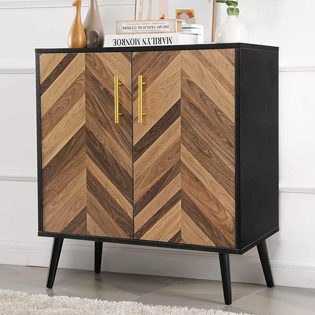 Likein Black Storage Cabinet with 2 Doors, Modern Sideboard Buffet Cabinet with Storage, Black Accent Storage Cabinet with Doors & Adjustable Shelves for Living Room, Office, Bedroom, Entryway