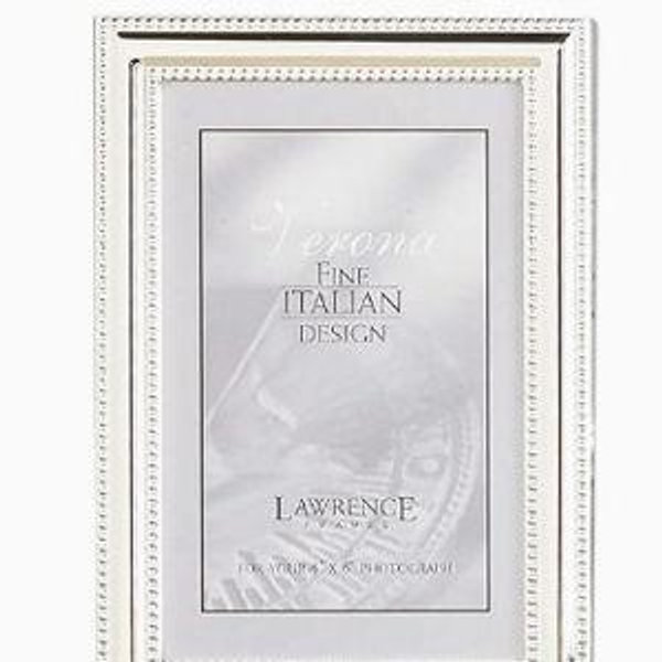 Lawrence Frames 510746 4x6 Metal Picture Frame Silver-Plate with Delicate Beading