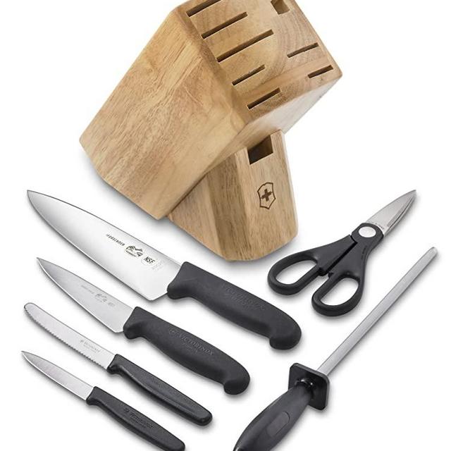 Victorinox-Swiss-Army-Cutlery Fibrox Pro Knife Block Set, 7-Piece