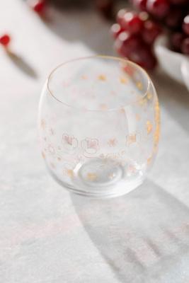 Floral Stemless Wine Glasses, Set of 4