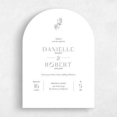 White Arch Wedding Invitation - Copan Portrait