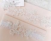 Light ivory wedding garter set, no slip...