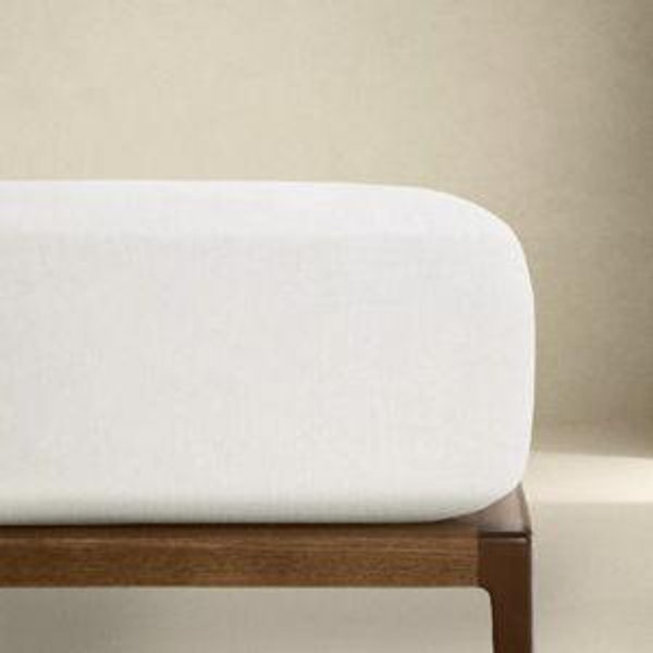 WHITE LINEN FITTED SHEET (Queen 63")