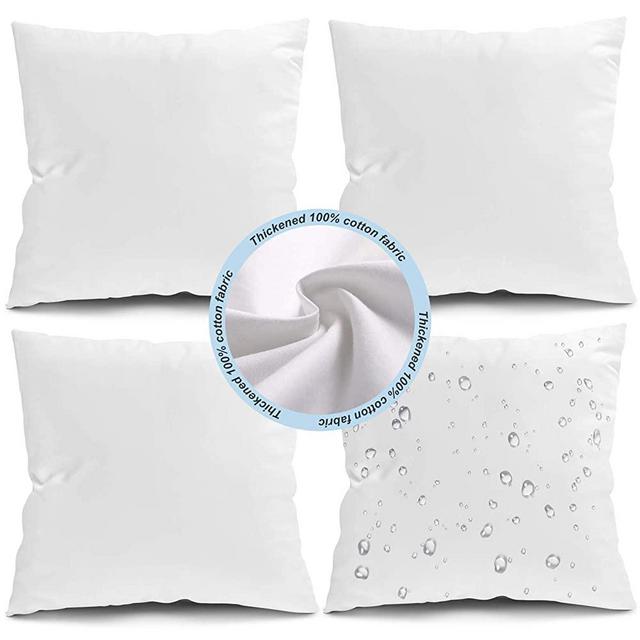 Fixwal 18x18 Inches Outdoor Throw Pillow Inserts, Square Form Couch Sham Cushion Stuffer Decorative Pillows for Bed Living Room Garden Patio Bench (White), Pack of 4