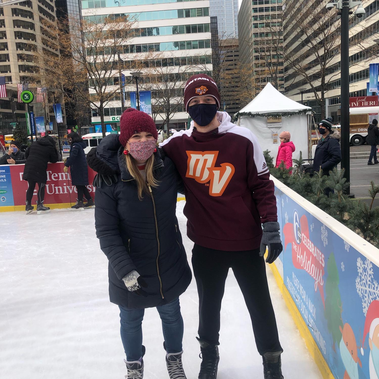 Taking Michael ice skating in Philadelphia with Rachael’s parents!