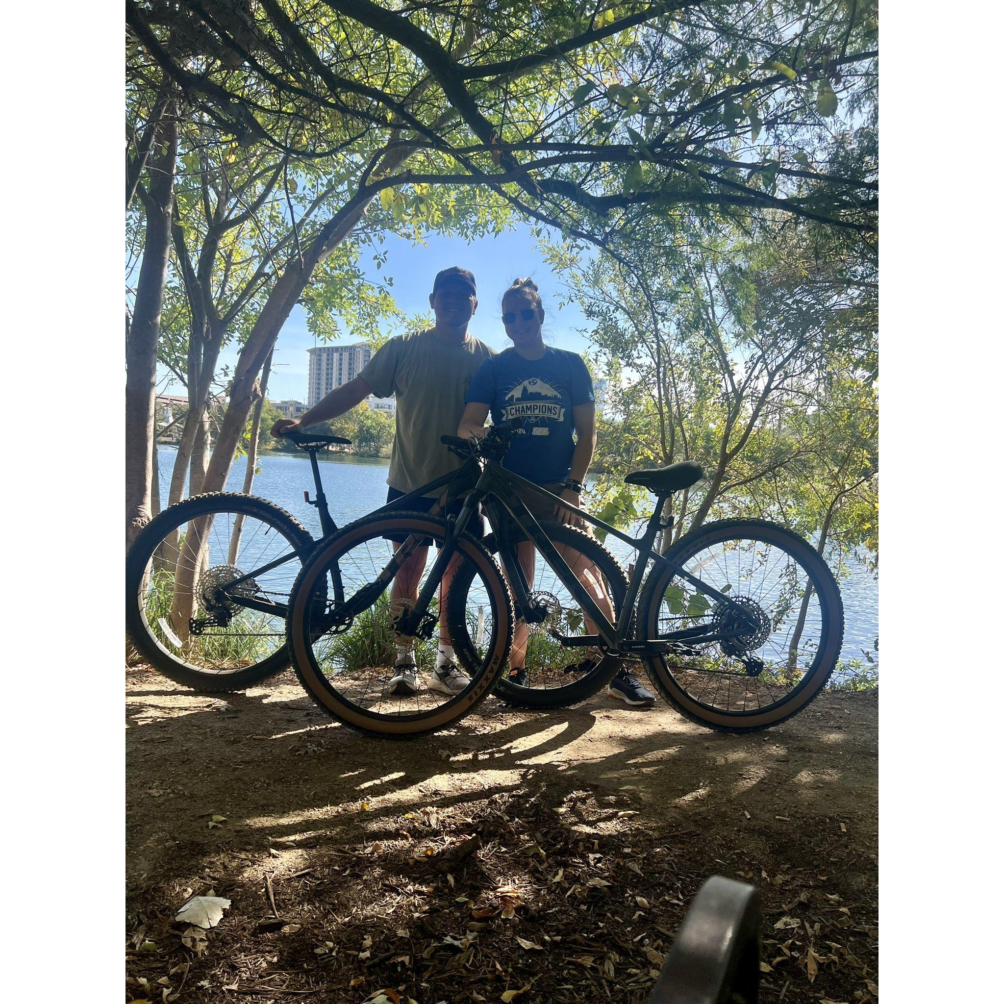 We enjoy riding our bikes around Lady Bird Lake in Austin. TX