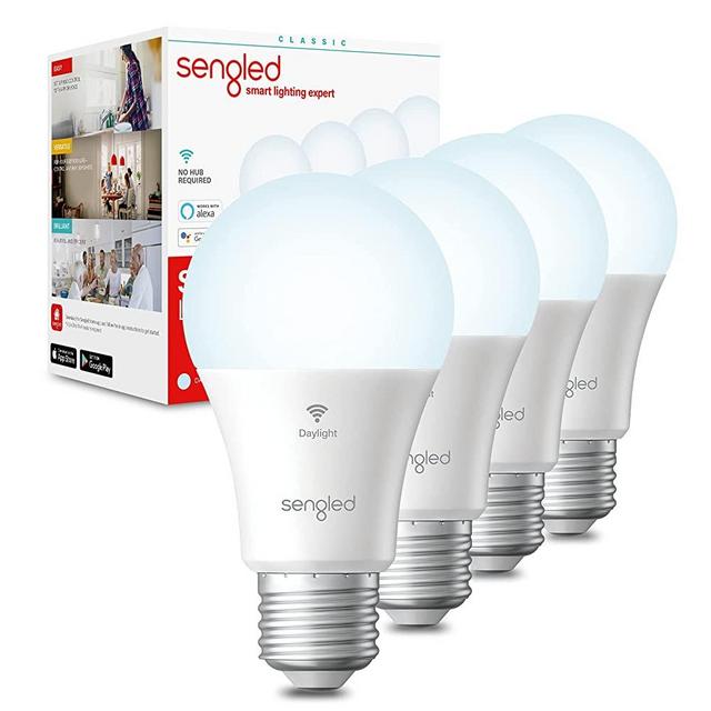 Sengled Alexa Light Bulb, Smart Light Bulbs, Smart Bulbs that Work with Alexa & Google Assistant, WiFi Light Bulbs A19 Daylight (5000K) No Hub Required, 800LM 60W Equivalent High CRI>90, 4 Pack
