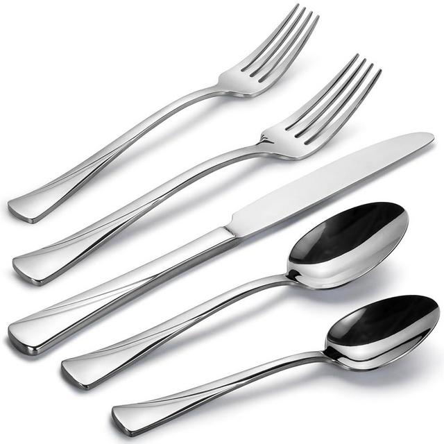 Alata Alice 60-Piece Silverware Set Stainless Steel Flatware Set,Service for 12,Mirror Polished Cutlery Set,Dishwasher Safe