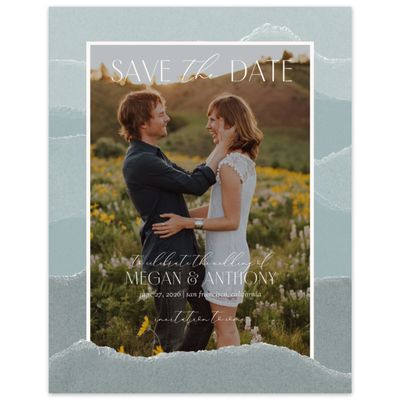 Soft Teal, Blue Wedding Digital Save the Date - Lysander Photo
